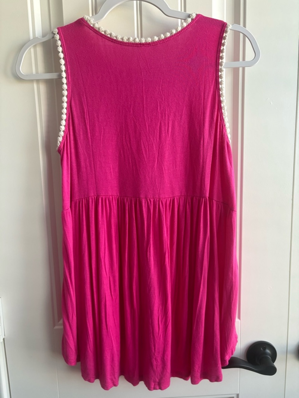 Vanilla Bay Bright Fuchsia Tank with White Pom Trim - Picture 3 of 4